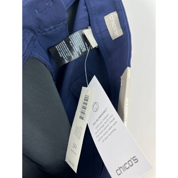 Chicos So Slimming Navy Trousers Size 16R / 3R Polyester Blend New With Tags - Picture 4 of 6